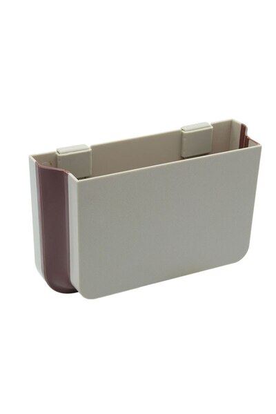 Techmaster Araç Için Koltuk Yanı Arkası Katlanabilir Su Geçirmez Çöp Kutusu Bej