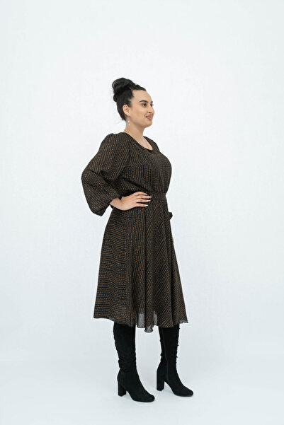 Gorgeaux Rochie Neagra cu Imprimeu Maro Otilia - L(40)