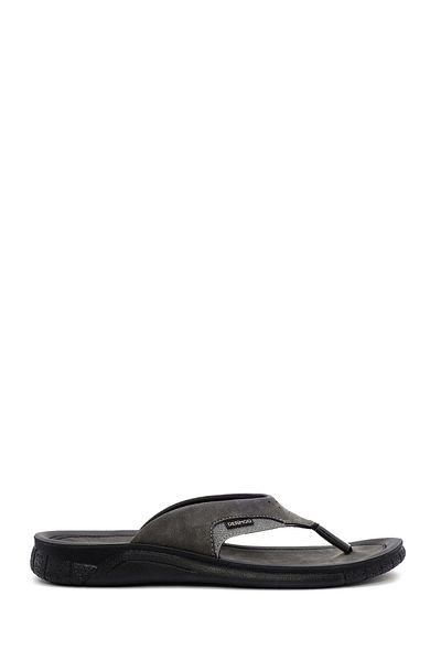Derimod Flip-flops din piele nubuck pentru bărbați gri - 24SFD6790V3