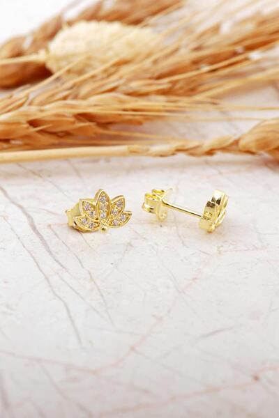 Sümer Telkari Lotus Çiçeği Altın Kaplama Mini Gümüş Küpe 7379