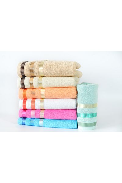 Kotonia Home Prosop Kotonia Home - Pastel Ingie, 100% Bumbac, 70x140 cm, alb cu decor orange