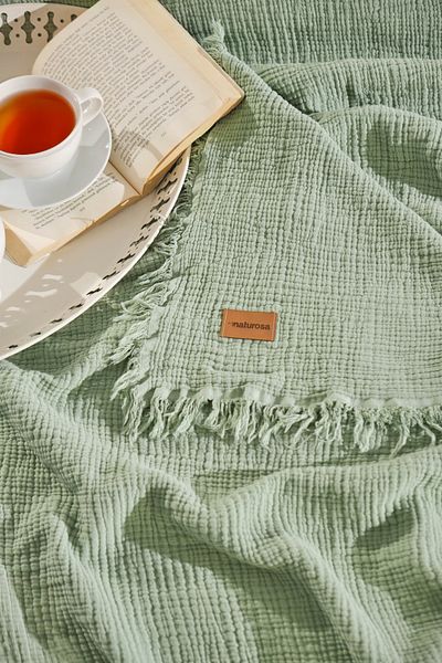 Naturosa Florin Double 4 Layer Muslin Pique/Bedspread Mint 200 X 220