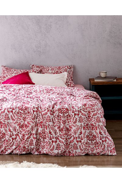 Madame Coco Edmon Doppeltes Flanell-Bettbezug-Set - Rot
