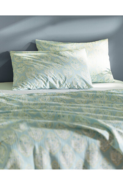 Madame Coco Searlas Einzel-Set aus bedrucktem Piqué aus Baumwolle und Ecocell – Minzgrün