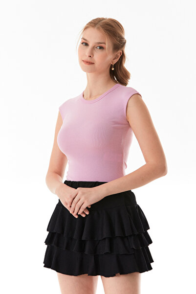 Fulla Moda Basic Crew Neck Snap Fastener Lycra Modal Body