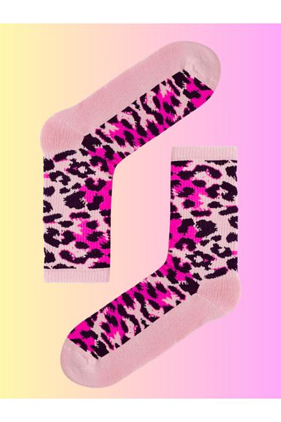 Shuttle Park Εισαγόμενες κάλτσες ειδικής σειράς Pink Happy Leopard με μοτίβο πολύχρωμες διασκεδαστικές κάλτσες με άνετο σχέδιο