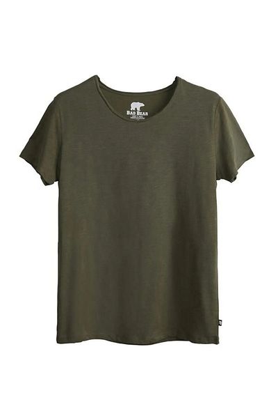 Bad Bear V-neck T-shirt Khaki Green Basic Men's T-Shirt