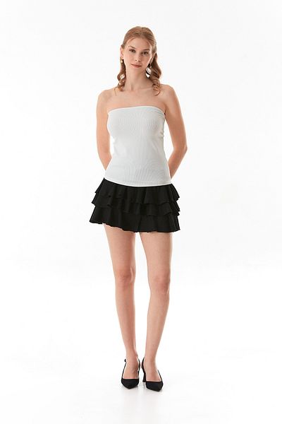 Fulla Moda Basic Strapless Bustier με ντραπέ στα πλαϊνά