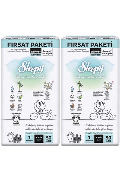 Sleepy Baby Diaper Bio Natural 100 Pieces Economic Opportunity Newborn 2-5kg