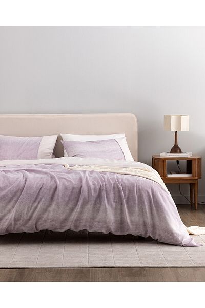 Madame Coco Adelya Doppelbett-Bettbezug-Set, 100 % Baumwolle, Krepp, bedruckt, Pflaume