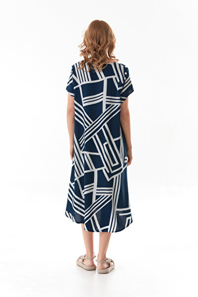 Fulla Moda Ριγέ φόρεμα με V λαιμόκοψη