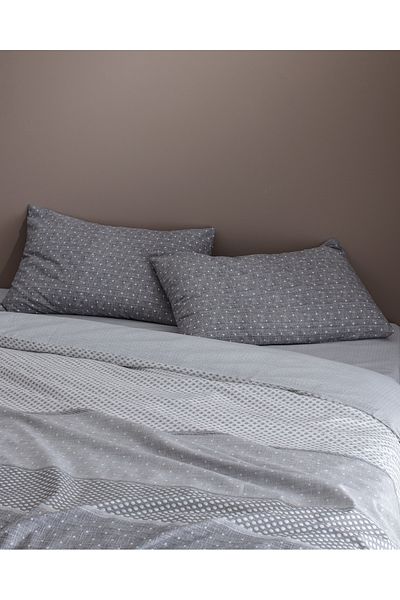 Madame Coco Hugo Doppeltes Bettbezug-Set aus Baumwolle mit Print - Grau