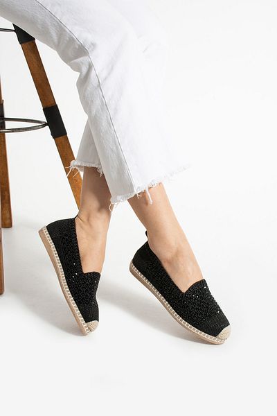 Getcho Klepac Women's Knitwear Black Espadrille Shoes