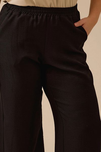 Gala-Xi Galaxi Women's Plus Size Elastic Waist Pocket Relaxed Cut Pants 4013 Black