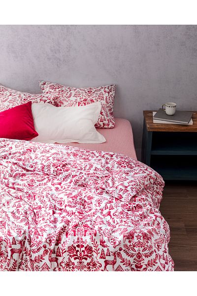 Madame Coco Edmon Flanell-Bettbezug-Set für Einzelbett, Rot