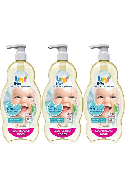 Uni Baby Baby Hair and Body Shampoo 900ml Classic (with Pump) (Set of 3)
