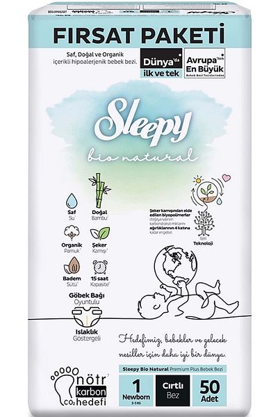 Sleepy Baby Diaper Bio Natural 2-5kg Newborn 50 Pieces Fırsat Pk