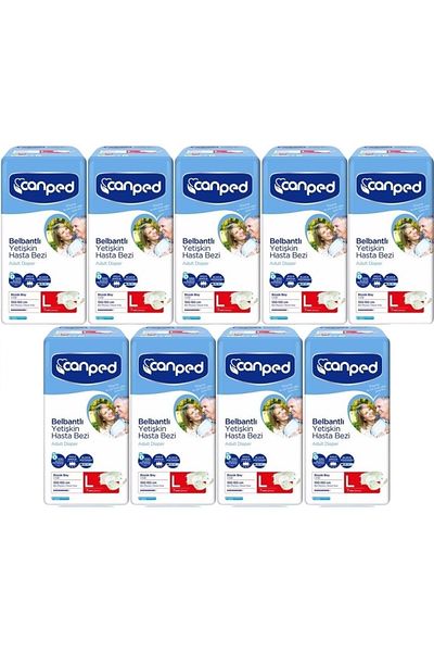 Canped Adult Polyethylene L-Large Patient Diapers - 63 Pieces Large Size (9Pk*7)