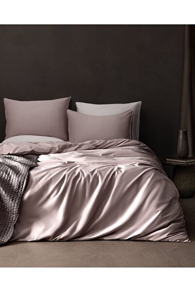 Madame Coco Alicia Piping King Size 100% Baumwolle - 300TC Satin Bettbezug-Set - Puder