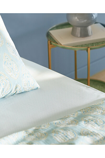 Madame Coco Searlas Einzel-Set aus bedrucktem Piqué aus Baumwolle und Ecocell – Minzgrün