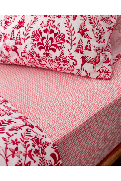 Madame Coco Edmon Doppeltes Flanell-Bettbezug-Set - Rot