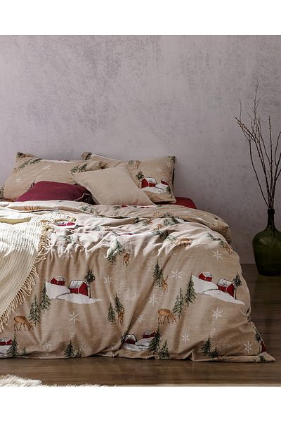 Madame Coco Charlen Einzelbettbezug-Set aus 100 % Baumwollflanell - Beige