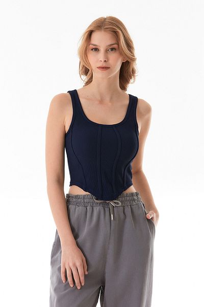 Fulla Moda Ribbed Stitched Crop Body