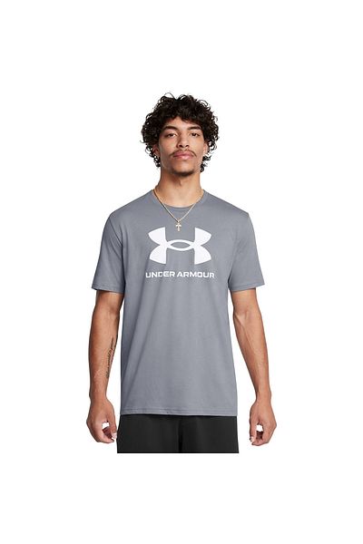 Under Armour Ανανέωση λογότυπου Sportstyle Ανδρικό γκρι μπλουζάκι με στρογγυλή λαιμόκοψη