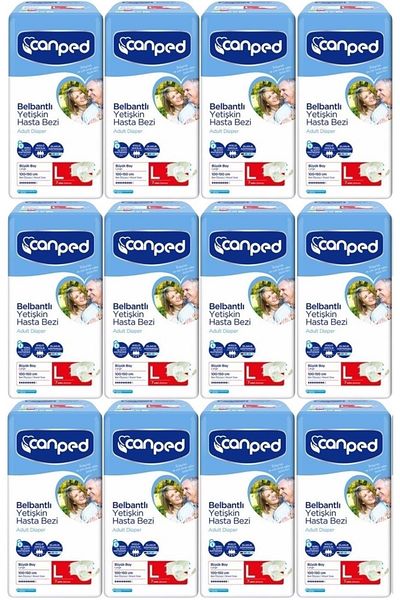 Canped Adult Waistband Diapers - Polyethylene L-Large Large Size 84 Pieces (12Pk*7)