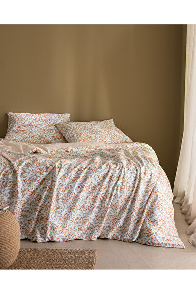 Madame Coco Jacalyn Bettwäsche-Set, Kingsize, 100 % Baumwolle, Ranforce-Druck, Orange