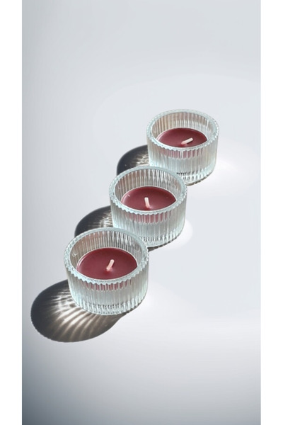 IKEA Tealight 3 Adet Cam Mumluk, 3.5 Cm Ve 3 Adet Orman Meyvesi Kokulu Mumlar