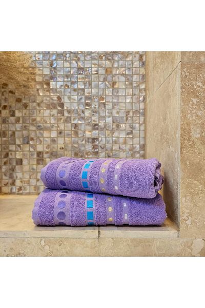 Kotonia Home Set 2 prosoape Kotonia Home - Family Lines, 100% Bumbac, dimensiune 50x90 cm, lila