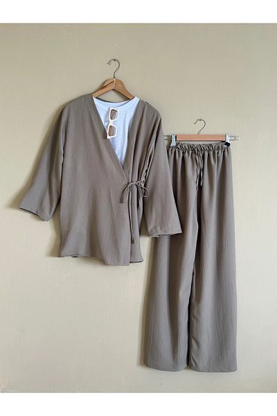ENDAMIM Seersucker Tie Back Suit
