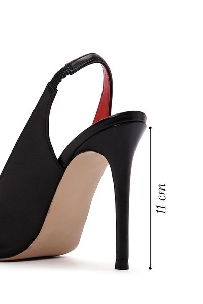 Derimod Sandale de damă din piele neagră cu toc înalt și subțire, cu detalii despre accesorii 24sfd 100318