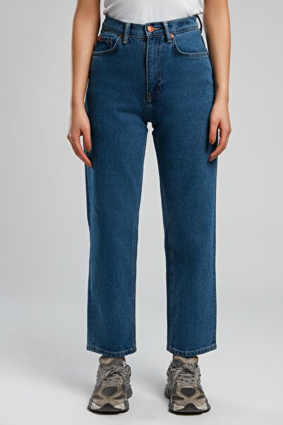 Lee Cooper Clara Yüksek Bel Normal Kesim Düz Paça Mavi Kadın Jean Pantolon