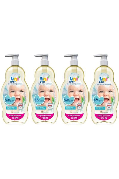 Uni Baby Baby Hair and Body Shampoo 900ml Classic (with Pump) (Set of 4)