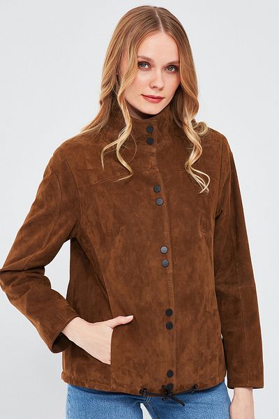Derimod Lopez Women's Oversize Suede Leather Jacket - Brown 24sge 518110