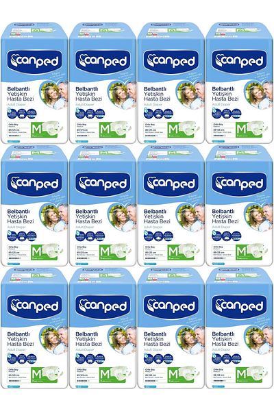 Canped Adult Waistband Diapers - Medium-M Medium Size, 108 Pieces (12Pk*9)