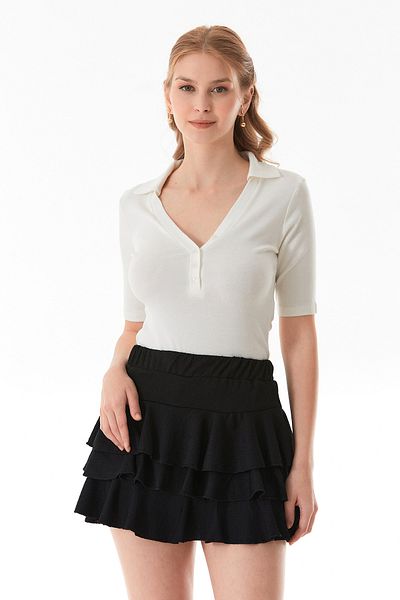 Fulla Moda Basic Polo Neck Lycra Modal Body with Snap Fasteners