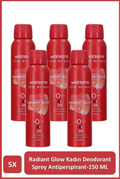 Watsons Radiant Glow Deodorant Sprey Kadın Pudralı 5x150ml