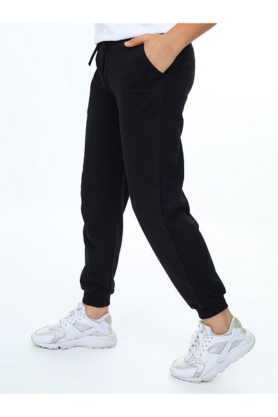 Denokids Pantaloni de sport negri de bază unisex fete băieți