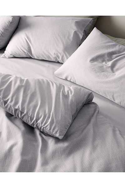 Madame Coco Odette Ranforce Bedrucktes Bettbezug-Set, Kingsize, Grau