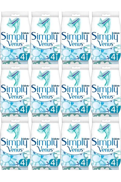 Gillette Simply Venus 2 Disposable Women's Shaving Razor Set of 48 (12Pk*4)