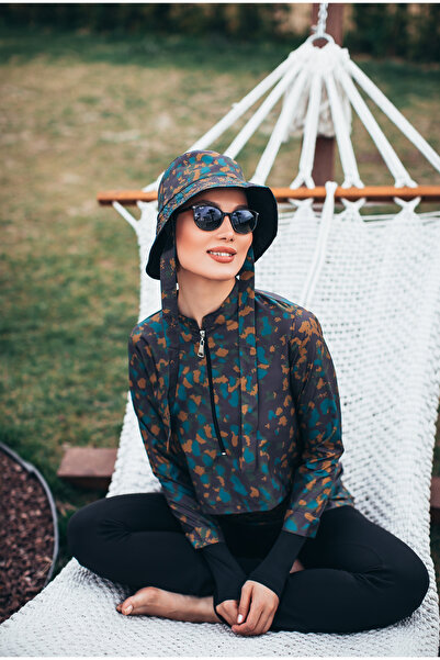 MASSMİZO Wild Spirit Γυναικείο Σετ μαγιό με κοντό σχέδιο με φερμουάρ και κλειστό μαγιό 3 τεμαχίων