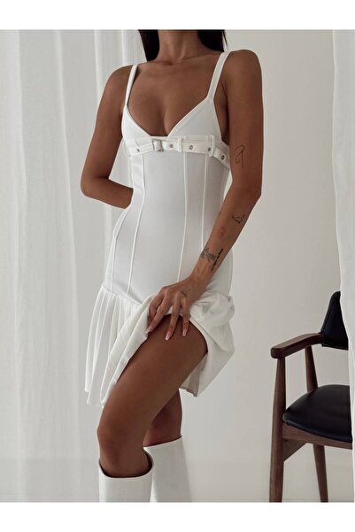 Diviny Γυναικεία ζώνη με λουράκι με αγκράφα Μίνι φόρεμα με βολάν