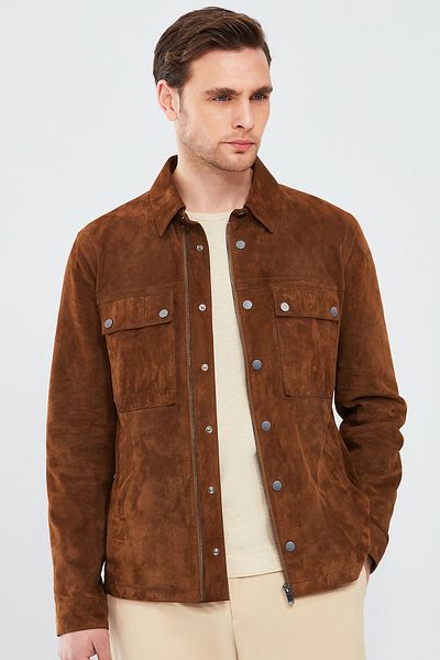 Derimod Men's Brown Suede Leather Gavi Coat - 24sgd 651810
