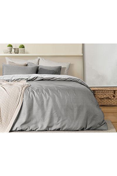 Madame Coco Cher Bedrucktes Bettbezug-Set, Kingsize, Grau