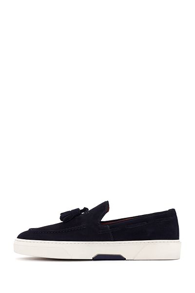 Derimod Men's Navy Blue Suede Leather Casual Loafer - Fly 24sfd 632110