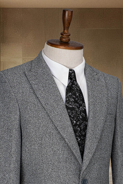 MODA DİNA Gri Italyan Stil Slim Fit Klasik Erkek Blazer Ceket