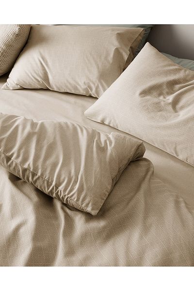 Madame Coco Odette Einzelbettbezug-Set, 100 % Baumwolle, Ranforce-Druck, Beige